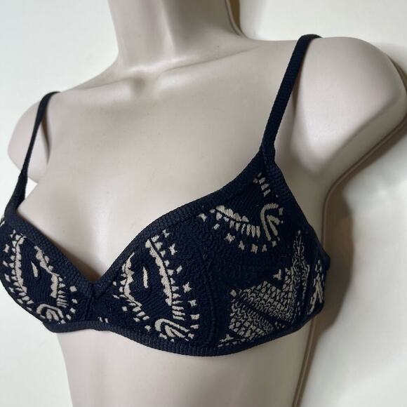 DEVON WINDSOR Zara Bikini Top in Black Paisley sz XS - Picture 3 of 7